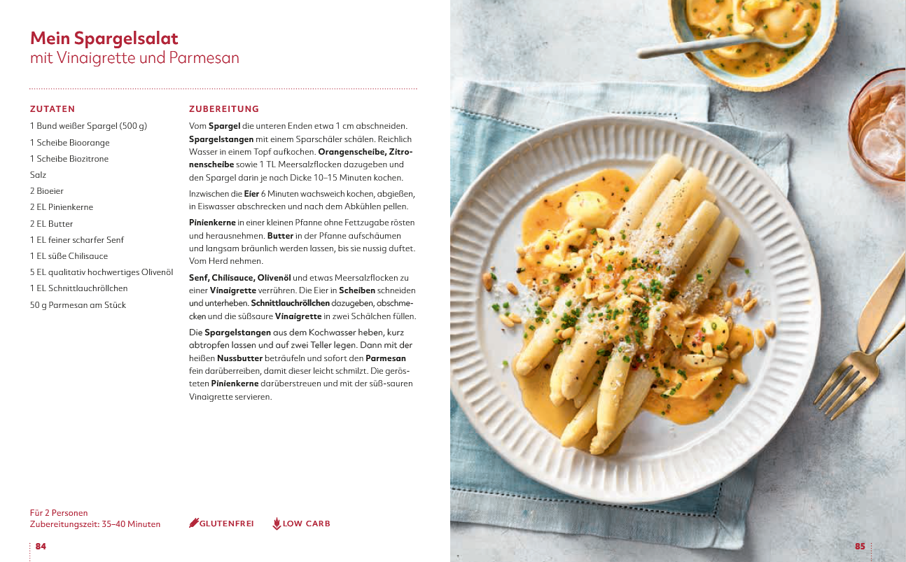 Spargelsalat mit Vinaigrette und Parmesan