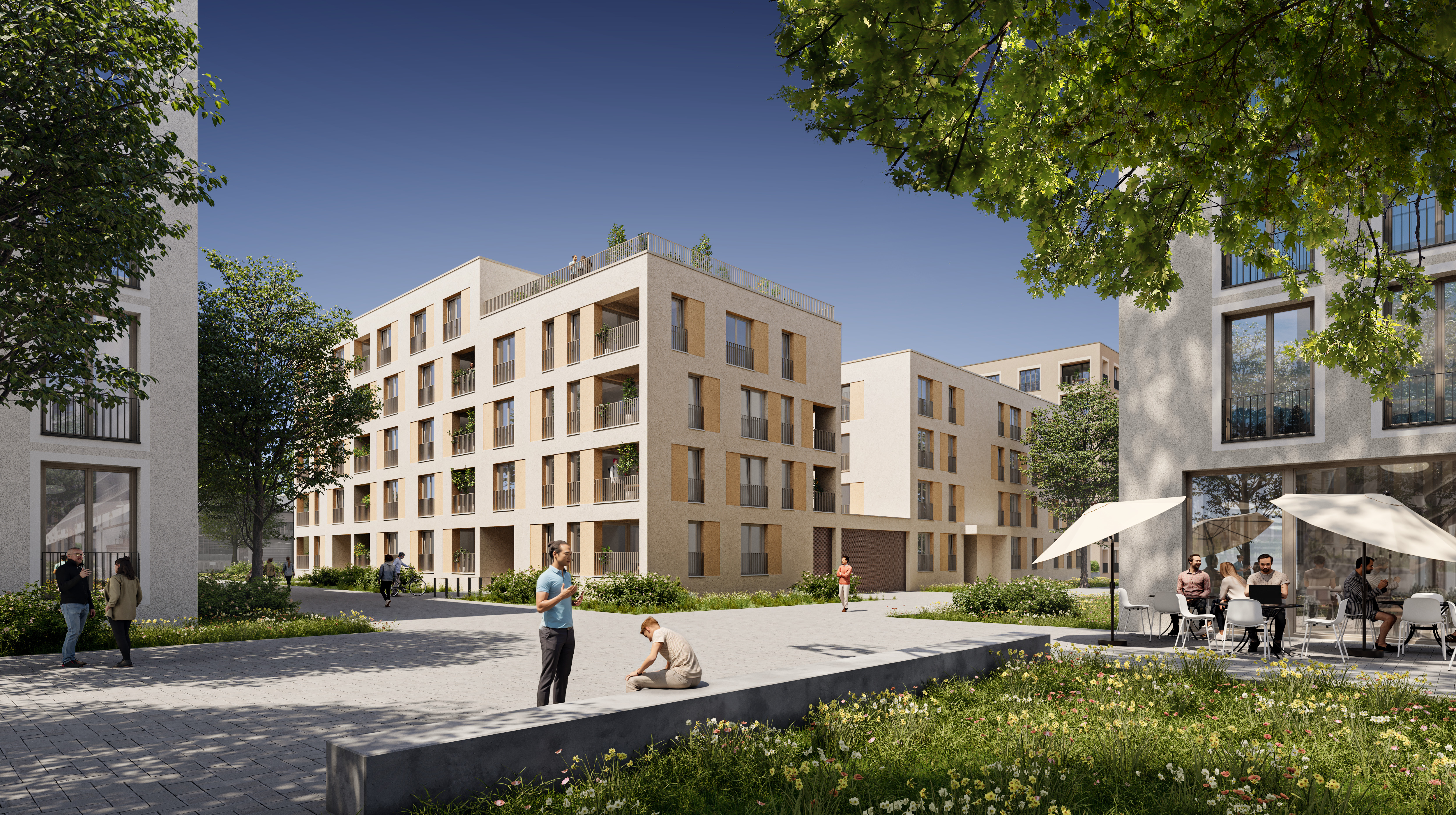 Visualisierung der im Bau befindlichen Parkstadt Engelhalde.