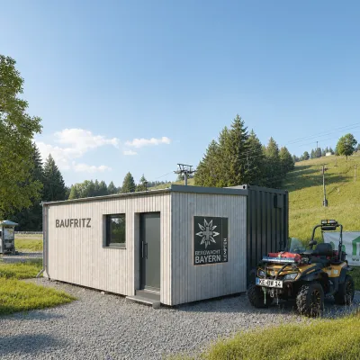 KI-generiertes, aufgemachtes Bild des Bergwacht-Containers