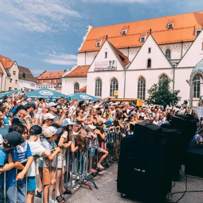 Viele Leute die auf dem Stadtfest vor einer Bühne stehen.