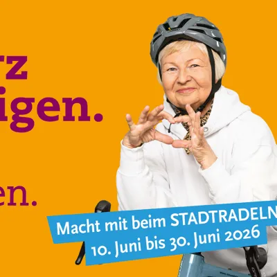 "Herz zeigen. Rad fahren" Werbung zum Mitmachen beim Stadtradeln.